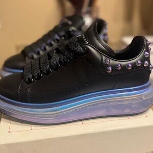 Alexander McQueen Black and Purple Studded Sneakers